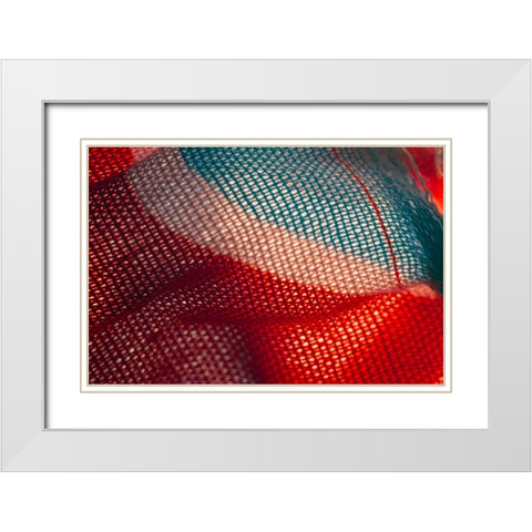 Colorful fabric detail White Modern Wood Framed Art Print with Double Matting by Muench, Zandria
