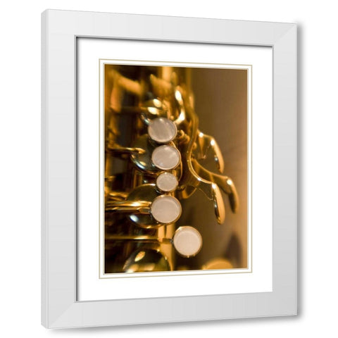 French Polynesia Saxophone used in band White Modern Wood Framed Art Print with Double Matting by Kaveney, Wendy