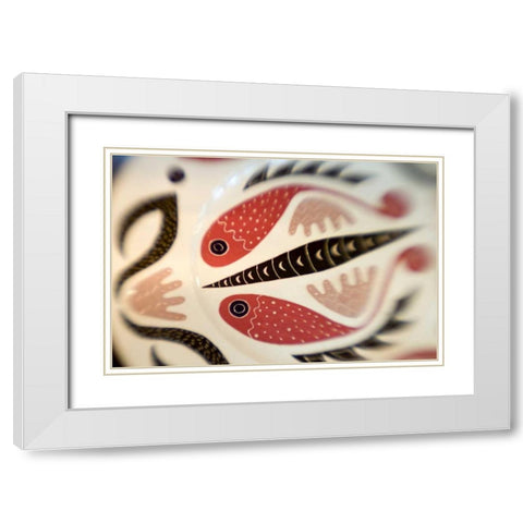 French Polynesia Polynesian designs on a tray White Modern Wood Framed Art Print with Double Matting by Kaveney, Wendy