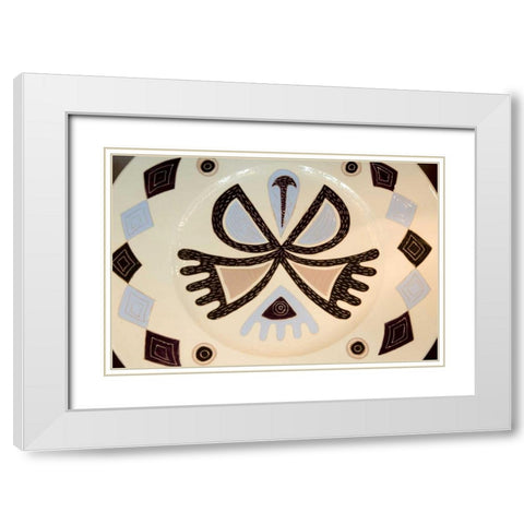 French Polynesia, Society Isl Designs on a plate White Modern Wood Framed Art Print with Double Matting by Kaveney, Wendy