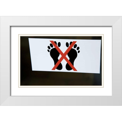 French Polynesia,Tahiti, Papeete No Bare Feet White Modern Wood Framed Art Print with Double Matting by Kaveney, Wendy