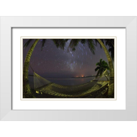 Cook Islands, Aitutaki Night sky in the tropics White Modern Wood Framed Art Print with Double Matting by Anon, Josh