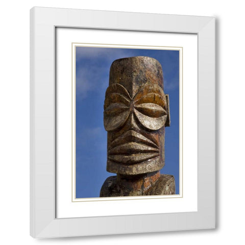 French Polynesia, Cook Islands, Avarua Tiki face White Modern Wood Framed Art Print with Double Matting by Kaveney, Wendy
