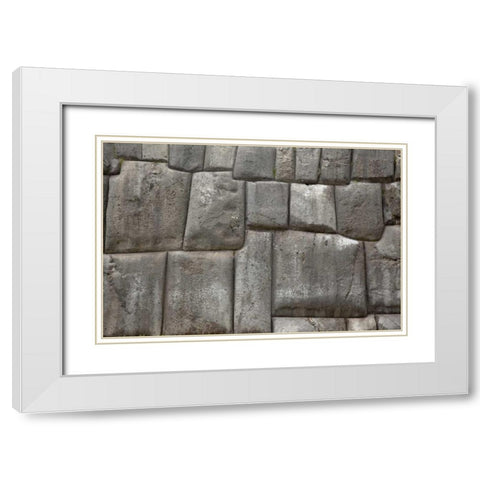 Peru, Cuzco Inca wall at Fort Sacsayhuaman ruins White Modern Wood Framed Art Print with Double Matting by Kaveney, Wendy