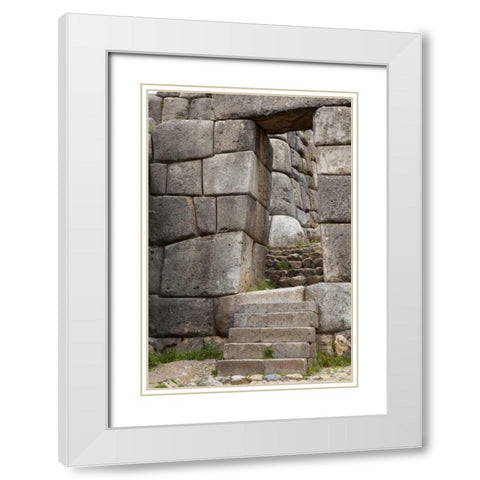Peru, Cuzco Inca Fort Sacsayhuaman ruins White Modern Wood Framed Art Print with Double Matting by Kaveney, Wendy