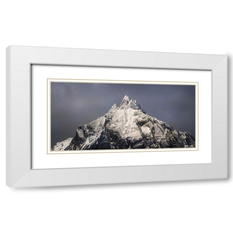 South America-Argentina-Tierra del Fuego Snowy peak of Mt Olivia  White Modern Wood Framed Art Print with Double Matting by Jaynes Gallery