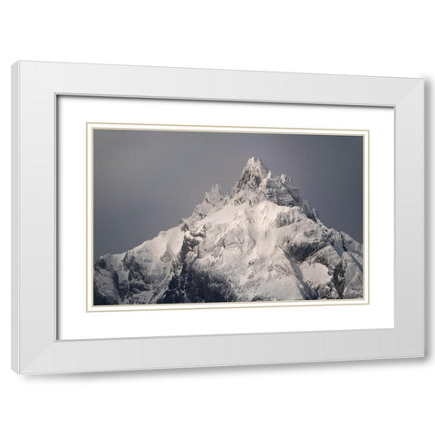 South America-Argentina-Tierra del Fuego Snowy peak of Mt Olivia  White Modern Wood Framed Art Print with Double Matting by Jaynes Gallery