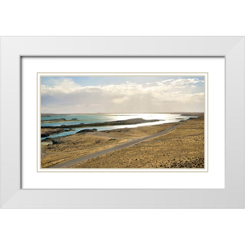Argentina-Santa Cruz Puerto Deseado-Deseado River estuary in low tide White Modern Wood Framed Art Print with Double Matting by Molinari, Michele
