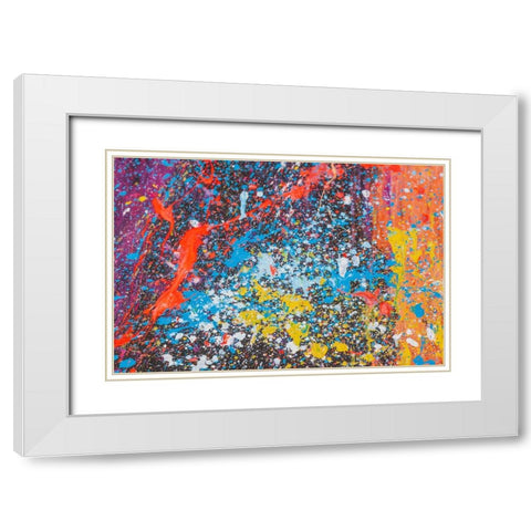 Argentina- Buenos Aires. Colorful paint splatters. White Modern Wood Framed Art Print with Double Matting by Haseltine, Tom