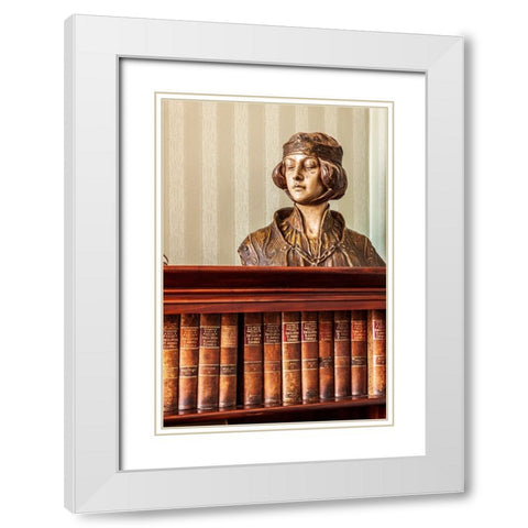 Argentina- Buenos Aires. Medieval bust of a woman. White Modern Wood Framed Art Print with Double Matting by Haseltine, Tom