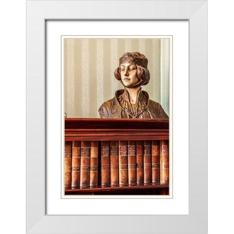 Argentina- Buenos Aires. Medieval bust of a woman. White Modern Wood Framed Art Print with Double Matting by Haseltine, Tom