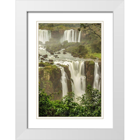 Brazil-Iguazu Falls Landscape of waterfalls  White Modern Wood Framed Art Print with Double Matting by Jaynes Gallery