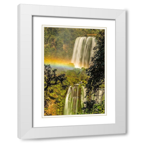 Brazil-Iguazu Falls Landscape of waterfalls  White Modern Wood Framed Art Print with Double Matting by Jaynes Gallery