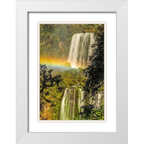 Brazil-Iguazu Falls Landscape of waterfalls  White Modern Wood Framed Art Print with Double Matting by Jaynes Gallery