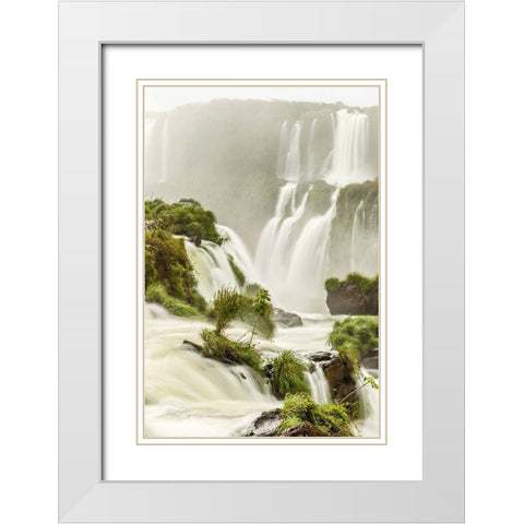 Brazil-Iguazu Falls Landscape of waterfalls  White Modern Wood Framed Art Print with Double Matting by Jaynes Gallery
