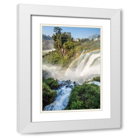 Brazil-Iguazu Falls Landscape of waterfalls  White Modern Wood Framed Art Print with Double Matting by Jaynes Gallery