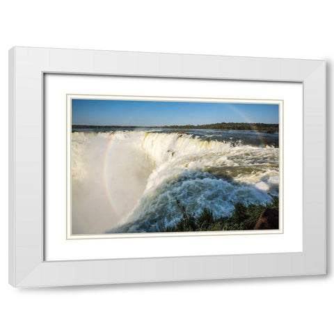 Brazil-Iguazu Falls Landscape of waterfalls  White Modern Wood Framed Art Print with Double Matting by Jaynes Gallery