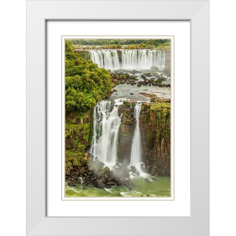 Brazil-Iguazu Falls Landscape of waterfalls  White Modern Wood Framed Art Print with Double Matting by Jaynes Gallery