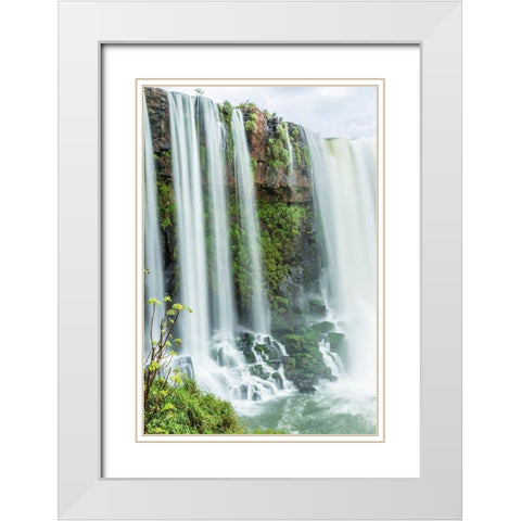 Brazil-Iguazu Falls Landscape of waterfalls  White Modern Wood Framed Art Print with Double Matting by Jaynes Gallery