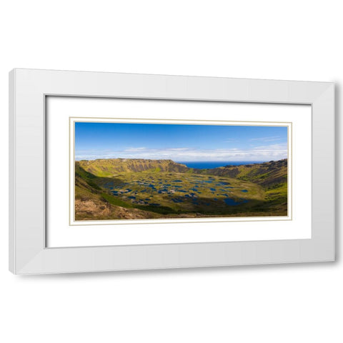Chile- Easter Island. Rano Koa Volcano crater. White Modern Wood Framed Art Print with Double Matting by Muir, Janet