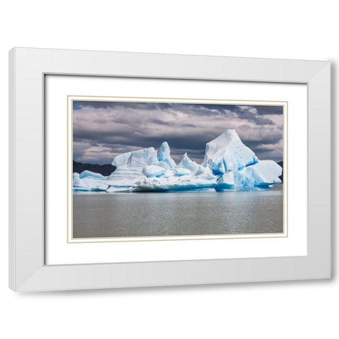 Parc Nacional Torres del Paine is Lago Grey where one finds both glaciers and floating icebergs White Modern Wood Framed Art Print with Double Matting by Ostrowitz, Mallorie