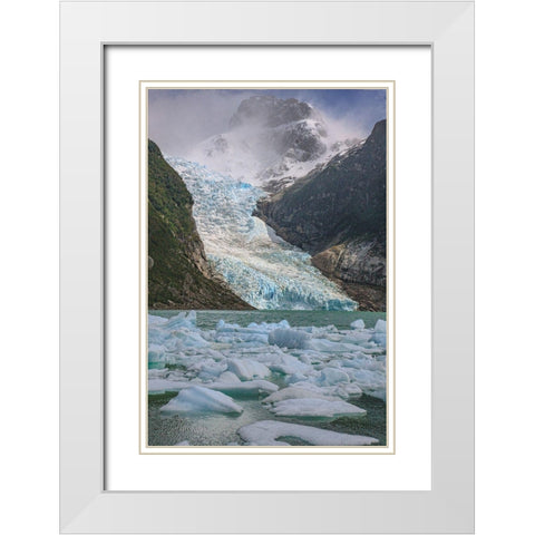The Serrano glacier is one of the main attractions found in Parc Nacional Bernardo Higgins in Chile White Modern Wood Framed Art Print with Double Matting by Ostrowitz, Mallorie