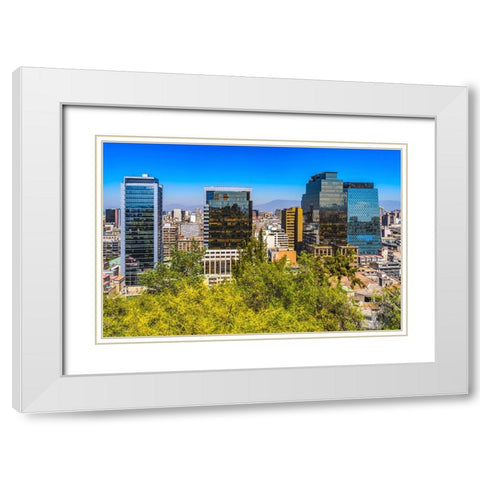 Modern and old buildings overview Vitacura Highway Mountains-Santiago-Chile White Modern Wood Framed Art Print with Double Matting by Perry, William