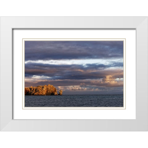 Sunset on rocky outcropping-Espanola Island-Galapagos Islands-Ecuador White Modern Wood Framed Art Print with Double Matting by Jones, Adam