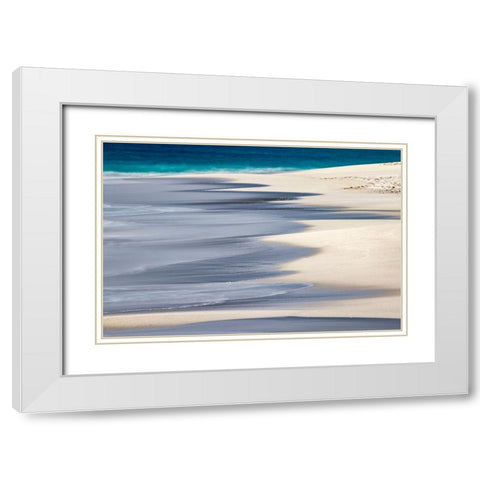 Surf pattern washing up on white sandy beach-Espanola Island-Galapagos Islands-Ecuador White Modern Wood Framed Art Print with Double Matting by Jones, Adam
