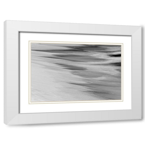 Surf pattern washing up on white sandy beach-Espanola Island-Galapagos Islands-Ecuador White Modern Wood Framed Art Print with Double Matting by Jones, Adam
