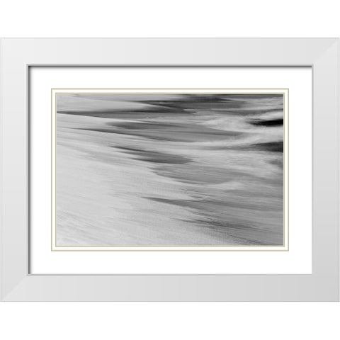 Surf pattern washing up on white sandy beach-Espanola Island-Galapagos Islands-Ecuador White Modern Wood Framed Art Print with Double Matting by Jones, Adam