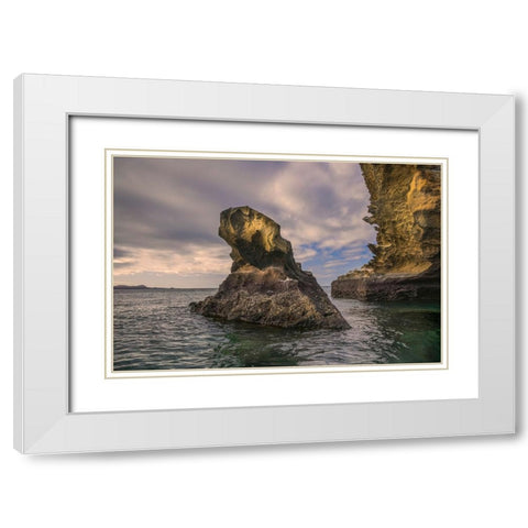 Rock formation off Bartholomew Island-Galapagos Islands-Ecuador White Modern Wood Framed Art Print with Double Matting by Jones, Adam