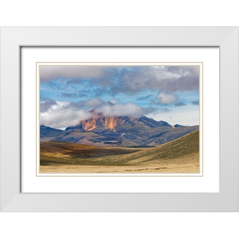 Distant mountain and clouds at high elevation-Antisana Ecological Reserve-Ecuador White Modern Wood Framed Art Print with Double Matting by Jones, Adam