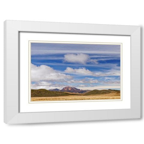 Distant mountain and clouds at high elevation-Antisana Ecological Reserve-Ecuador White Modern Wood Framed Art Print with Double Matting by Jones, Adam