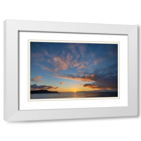 Sunset over Pacific Ocean-Santiago Island-Galapagos Islands-Ecuador White Modern Wood Framed Art Print with Double Matting by Jones, Adam