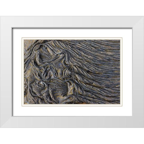 Recent Pahoehoe lava flow-Sullivan Bay-Santiago Island-Galapagos Islands-Ecuador White Modern Wood Framed Art Print with Double Matting by Jones, Adam