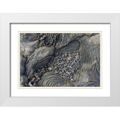Recent Pahoehoe lava flow-Sullivan Bay-Santiago Island-Galapagos Islands-Ecuador White Modern Wood Framed Art Print with Double Matting by Jones, Adam