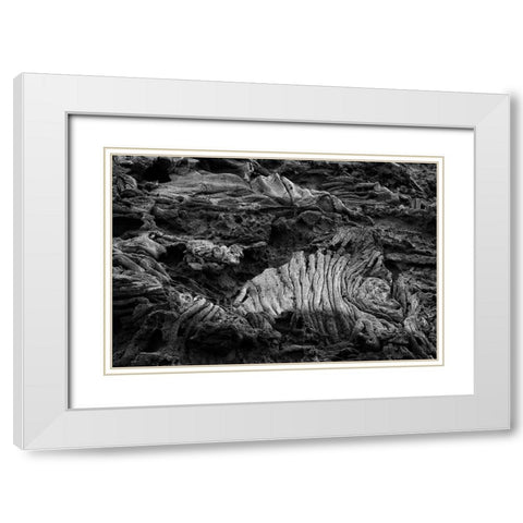 Recent Pahoehoe lava flow-Sullivan Bay-Santiago Island-Galapagos Islands-Ecuador White Modern Wood Framed Art Print with Double Matting by Jones, Adam