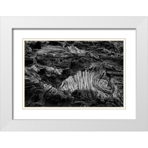 Recent Pahoehoe lava flow-Sullivan Bay-Santiago Island-Galapagos Islands-Ecuador White Modern Wood Framed Art Print with Double Matting by Jones, Adam