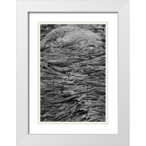 Recent Pahoehoe lava flow-Sullivan Bay-Santiago Island-Galapagos Islands-Ecuador White Modern Wood Framed Art Print with Double Matting by Jones, Adam