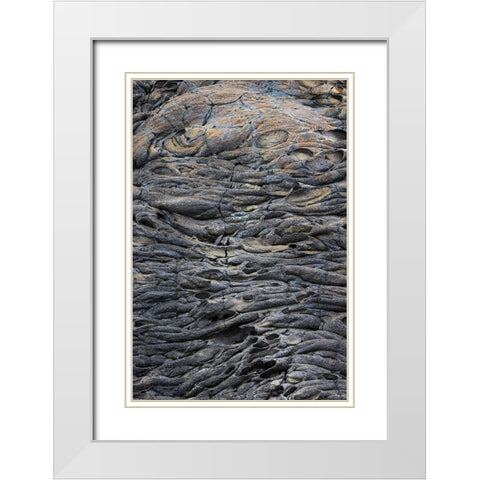 Recent Pahoehoe lava flow-Sullivan Bay-Santiago Island-Galapagos Islands-Ecuador White Modern Wood Framed Art Print with Double Matting by Jones, Adam