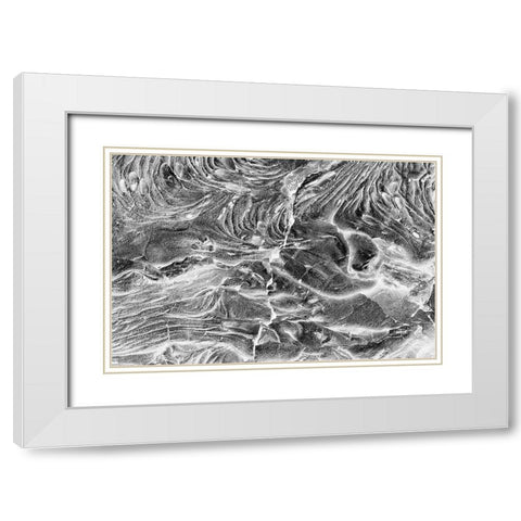 Recent Pahoehoe lava flow-Sullivan Bay-Santiago Island-Galapagos Islands-Ecuador White Modern Wood Framed Art Print with Double Matting by Jones, Adam