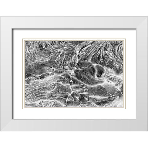 Recent Pahoehoe lava flow-Sullivan Bay-Santiago Island-Galapagos Islands-Ecuador White Modern Wood Framed Art Print with Double Matting by Jones, Adam