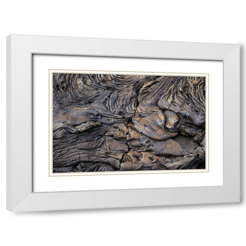 Recent Pahoehoe lava flow-Sullivan Bay-Santiago Island-Galapagos Islands-Ecuador White Modern Wood Framed Art Print with Double Matting by Jones, Adam