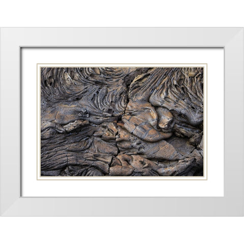 Recent Pahoehoe lava flow-Sullivan Bay-Santiago Island-Galapagos Islands-Ecuador White Modern Wood Framed Art Print with Double Matting by Jones, Adam