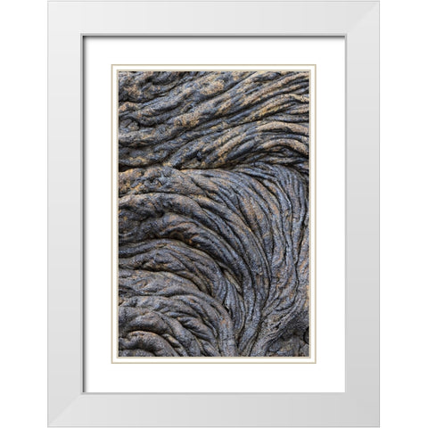 Recent Pahoehoe lava flow-Sullivan Bay-Santiago Island-Galapagos Islands-Ecuador White Modern Wood Framed Art Print with Double Matting by Jones, Adam