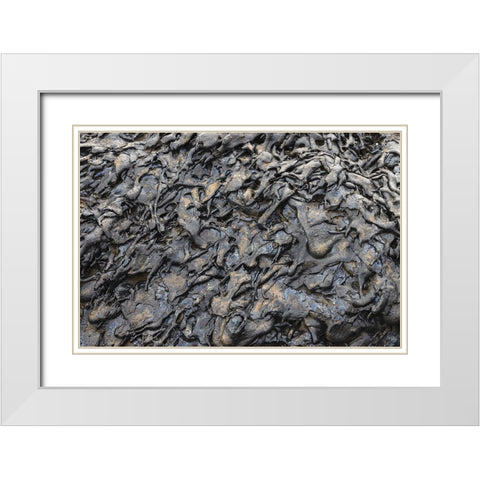 Recent Pahoehoe lava flow-Sullivan Bay-Santiago Island-Galapagos Islands-Ecuador White Modern Wood Framed Art Print with Double Matting by Jones, Adam
