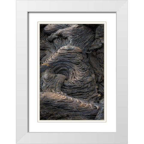 Recent Pahoehoe lava flow-Sullivan Bay-Santiago Island-Galapagos Islands-Ecuador White Modern Wood Framed Art Print with Double Matting by Jones, Adam