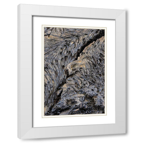 Recent Pahoehoe lava flow-Sullivan Bay-Santiago Island-Galapagos Islands-Ecuador White Modern Wood Framed Art Print with Double Matting by Jones, Adam