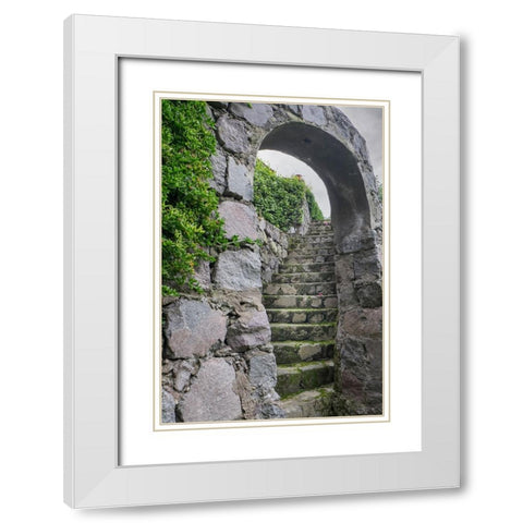 These old stone steps connect courtyards at a home in the high Andes. White Modern Wood Framed Art Print with Double Matting by Sederquist, Betty